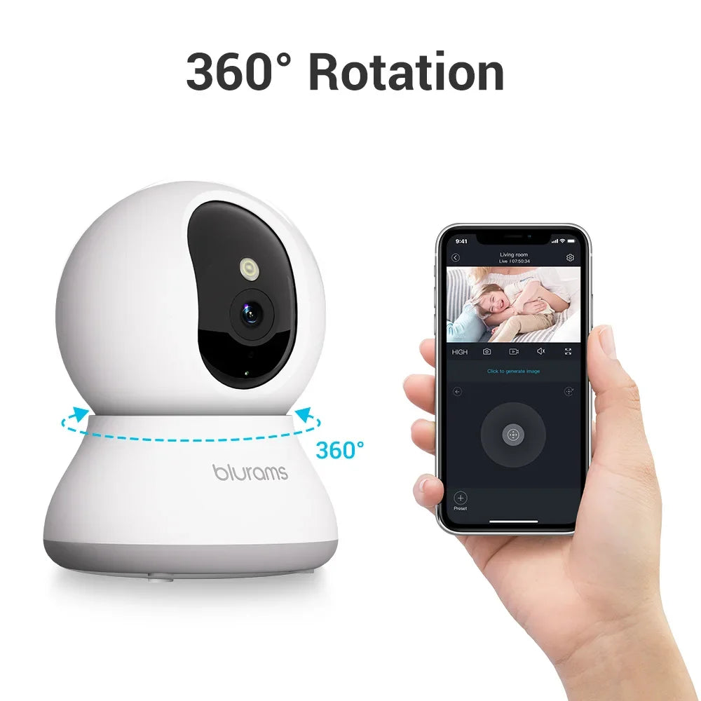 Blurams Indoor Security Camera 2K, Home Security Camera for Dog/Elder, Security Camera with One-Touch Call Update A31S-2pc