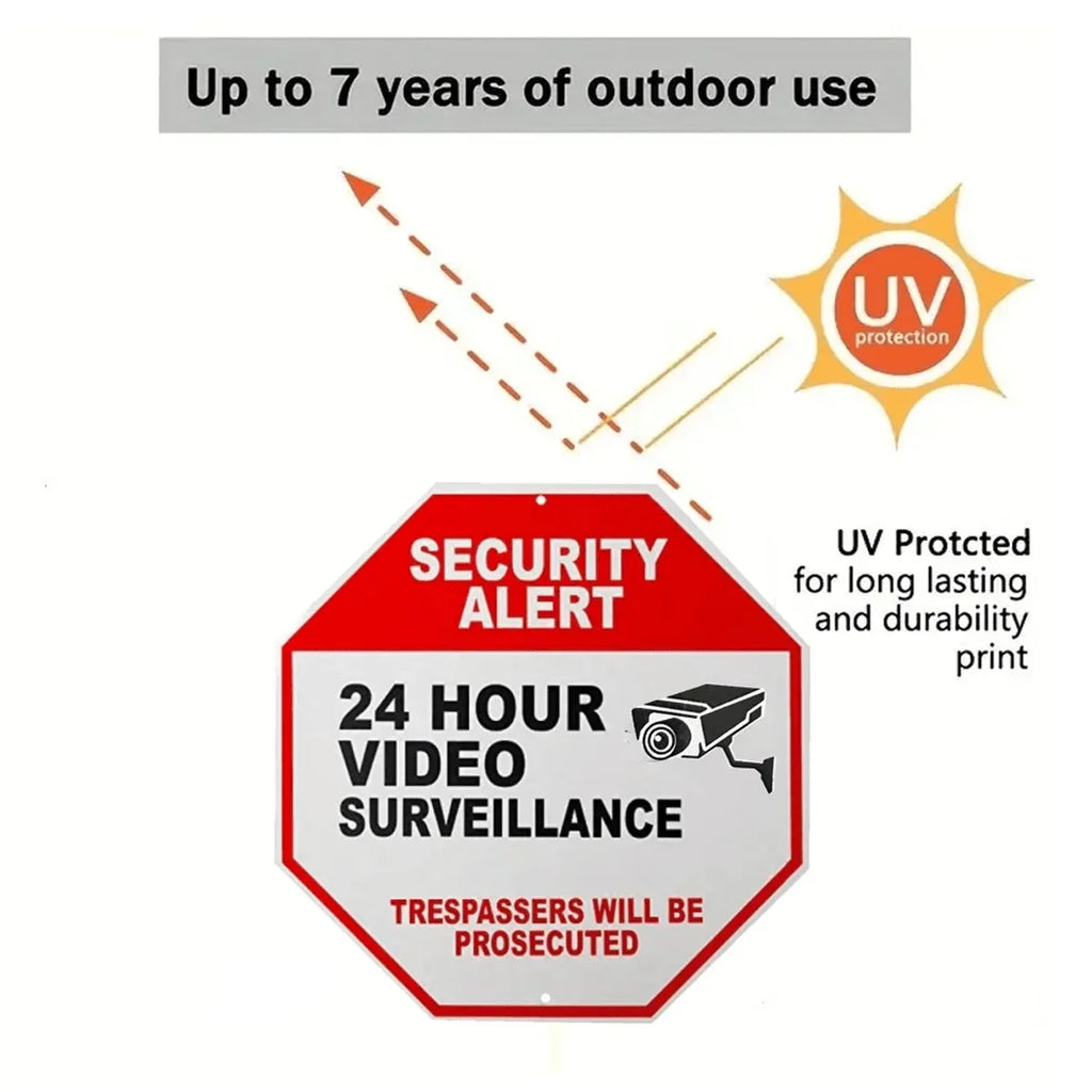 Warning Sign - Security Camera Sign, Reflective Safety Sign, No Trespassing Sign,  Outdoor Home Security Camera Sign