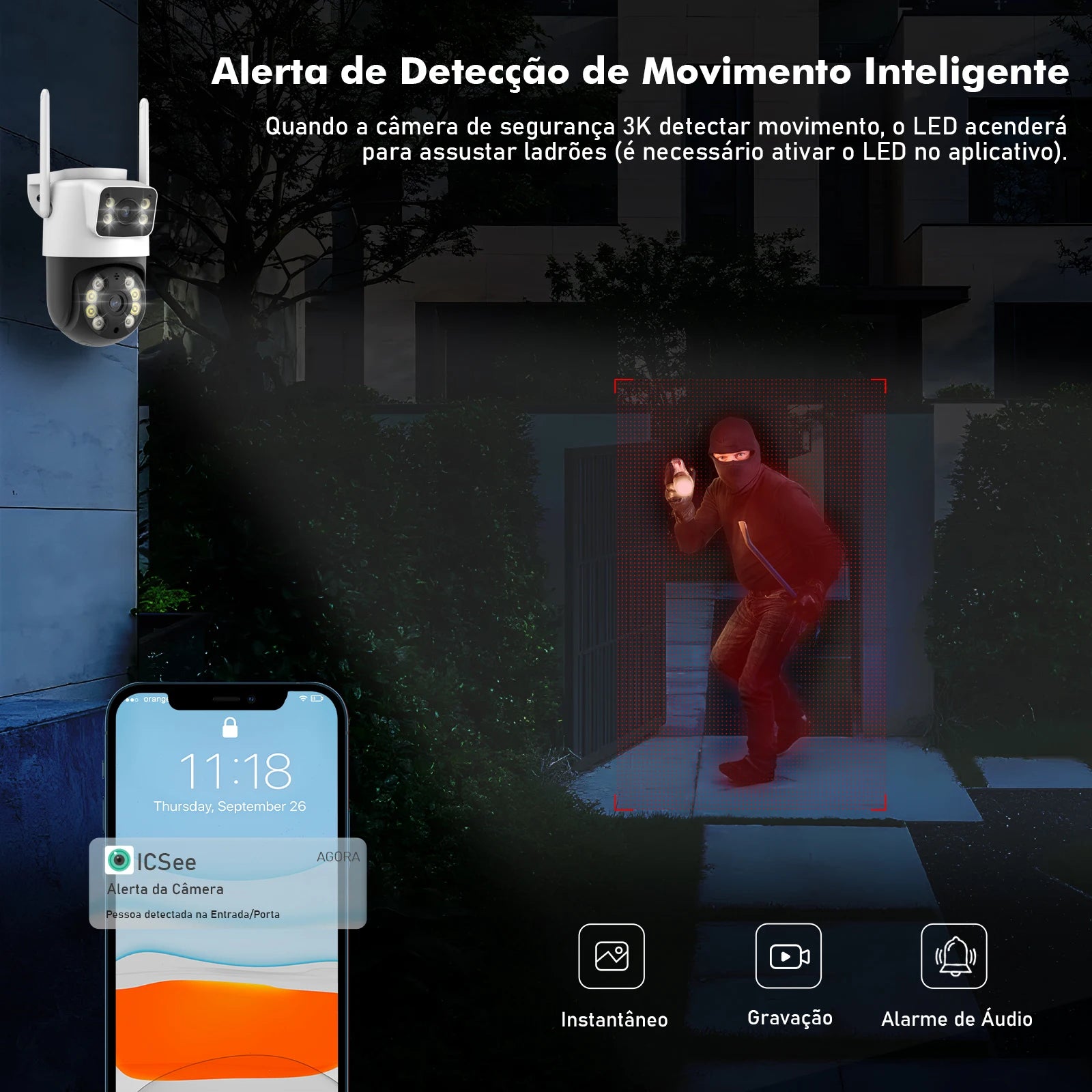 WiFi Security Camera, Night Vision, Webcam, Monitor, iCSee, Camera, Security Camera, WiFi Camera, From Brazil, Coibeu