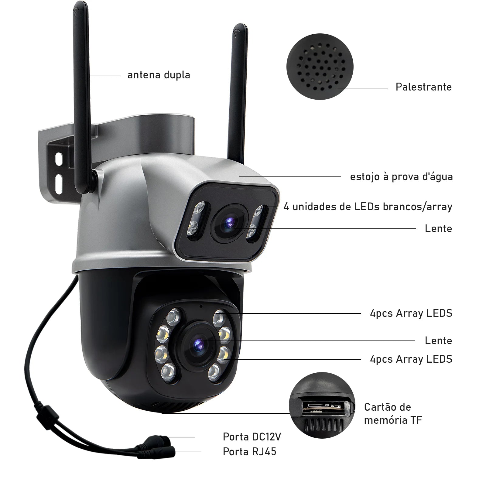 Icsee Black Wifi Surveillance Camera Security Camera Monitor 4K Ultra Hd Security Camera Wifi Waterproof