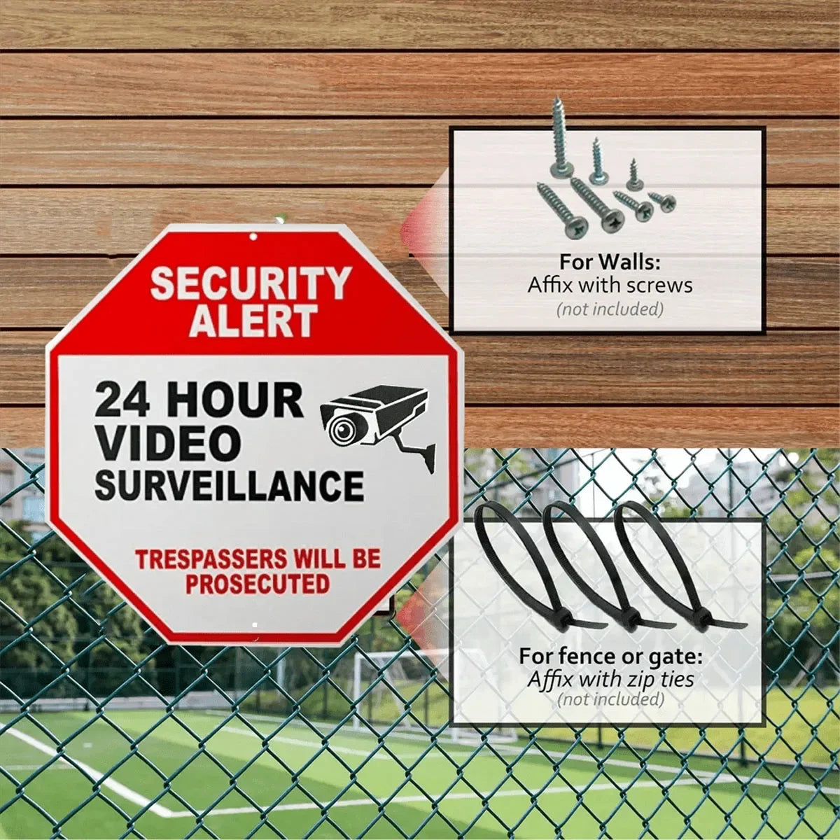 Warning Sign - Security Camera Sign, Reflective Safety Sign, No Trespassing Sign,  Outdoor Home Security Camera Sign